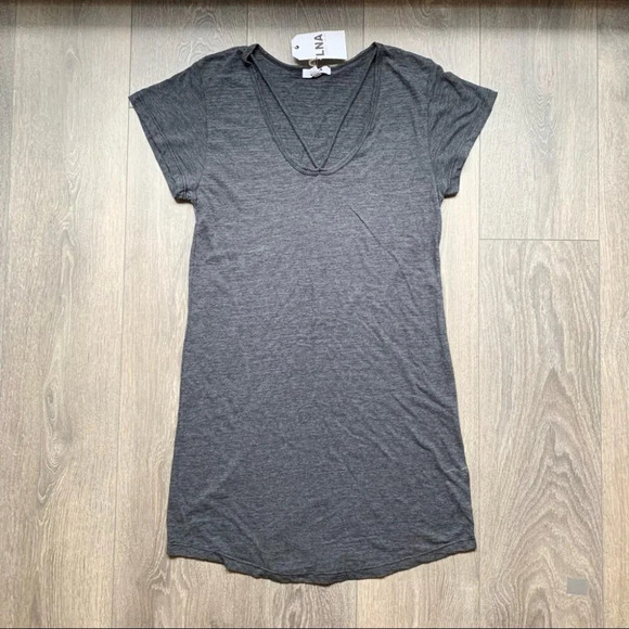 Revolve LNA Strappy Tee Dress T-shirt Cut out Short Sleeve Granite Gray Size XS - Picture 2 of 16